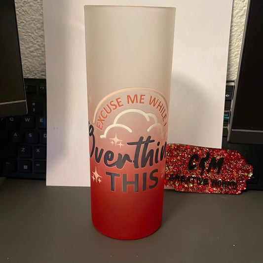 25oz red frosted glass