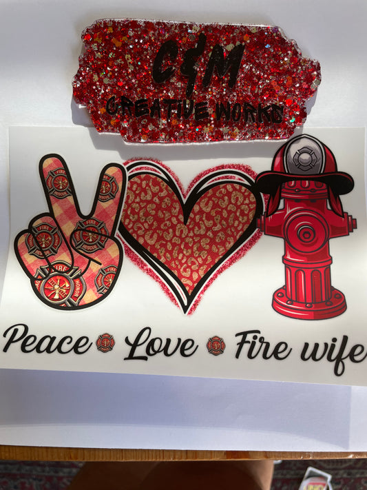Peace Love Fire Wife seamless UVdtf Decal